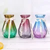 Diamond Shape Transparent Glass Flower Bottle Color Glass Decorative Vase Hydroponic Vase Living Room Tabletop Dry Flower Vase 3
