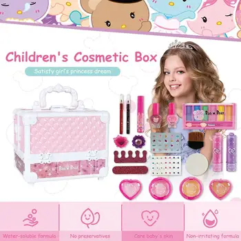 

Princess Pretend Make Up Toy Set With Portable Box Non-toxic Washable For Girls Support Dropshipping