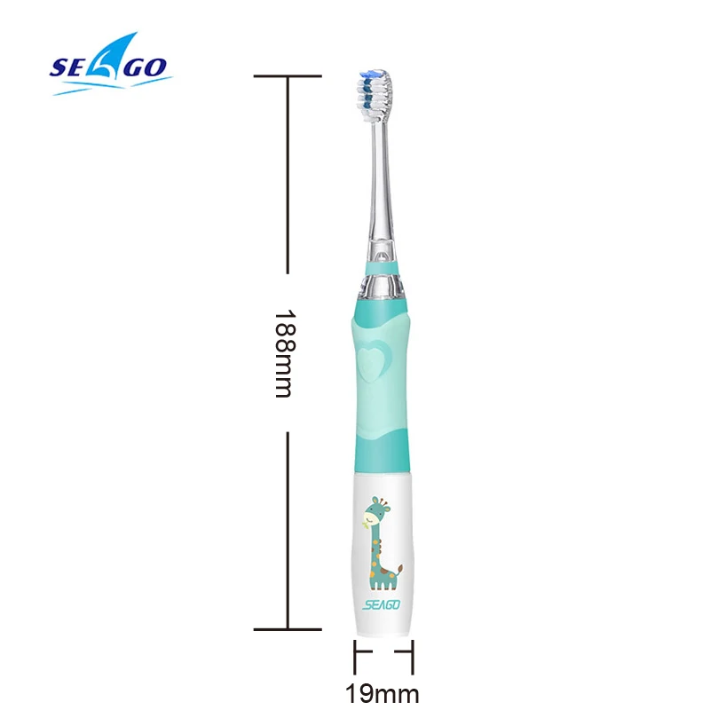 SEAGO Kids Sonic электрическая зубная щетка Красочный светодиодный водонепроницаемый мягкий уход за зубами гигиена полости рта 1 ручка 2 головки