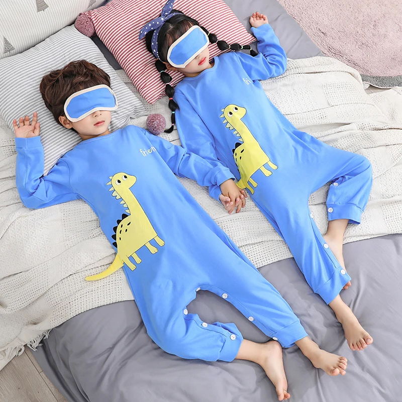 Pijama de manga larga para niños y niñas, mono de algodón con dibujo de dinosaurio en 3D