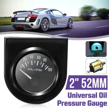 

2" 52mm Universal Car Oil Pressure Gauge 0-100 PSI LED White Light Black shell Car Gauge with Oil Pressure Sensor