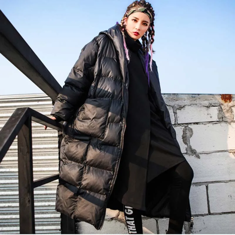 Women's jacket winter warm hooded down women's cotton coat new fashion quality medium long Loose women's cotton coat LXL32
