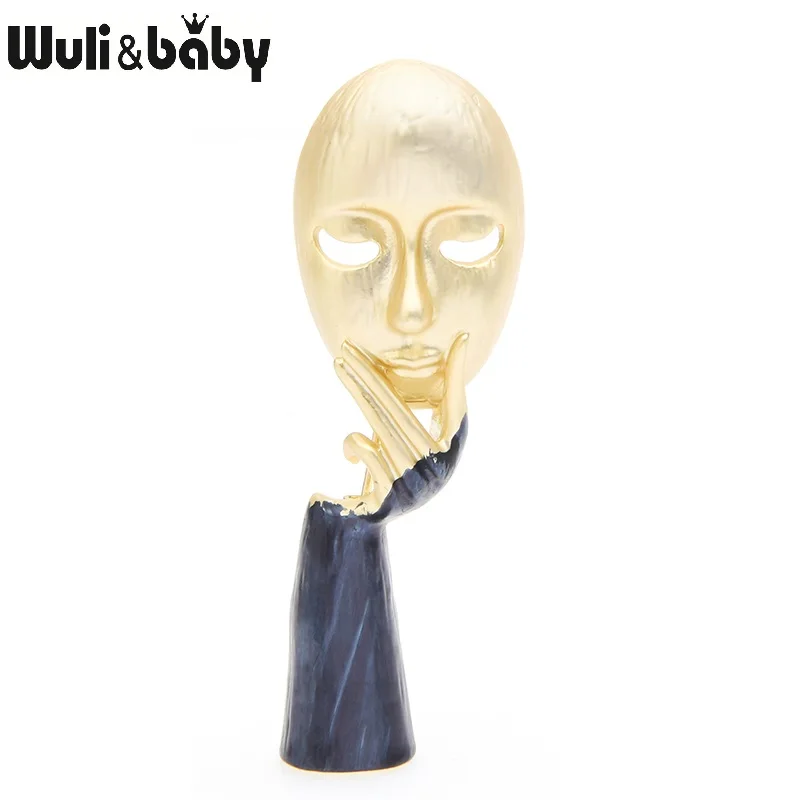 Wuli&baby, эмалированные броши-маски для рук, для женщин, индивидуальный стиль, для лица, повседневная брошь для вечеринки, булавки, подарки