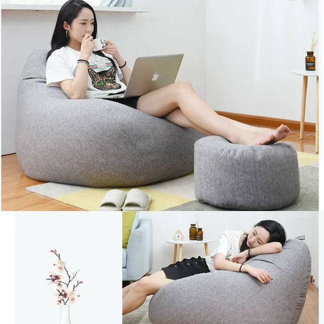 100X120cm Sofas Cover puff Gigante Chairs Without Filler Linen Cloth  Lounger Seat Bean Bag Pouf Tatami Pouf Salon Puff Asiento - AliExpress