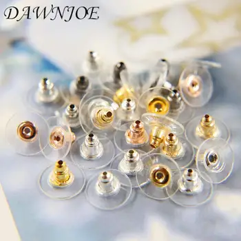 

100 pcs 6 Color 10x6mm Metal Plastic Dish Earrings Back Silicone Earrings Plug Blocked Caps Stoppers DIY Jewelry Making Findings