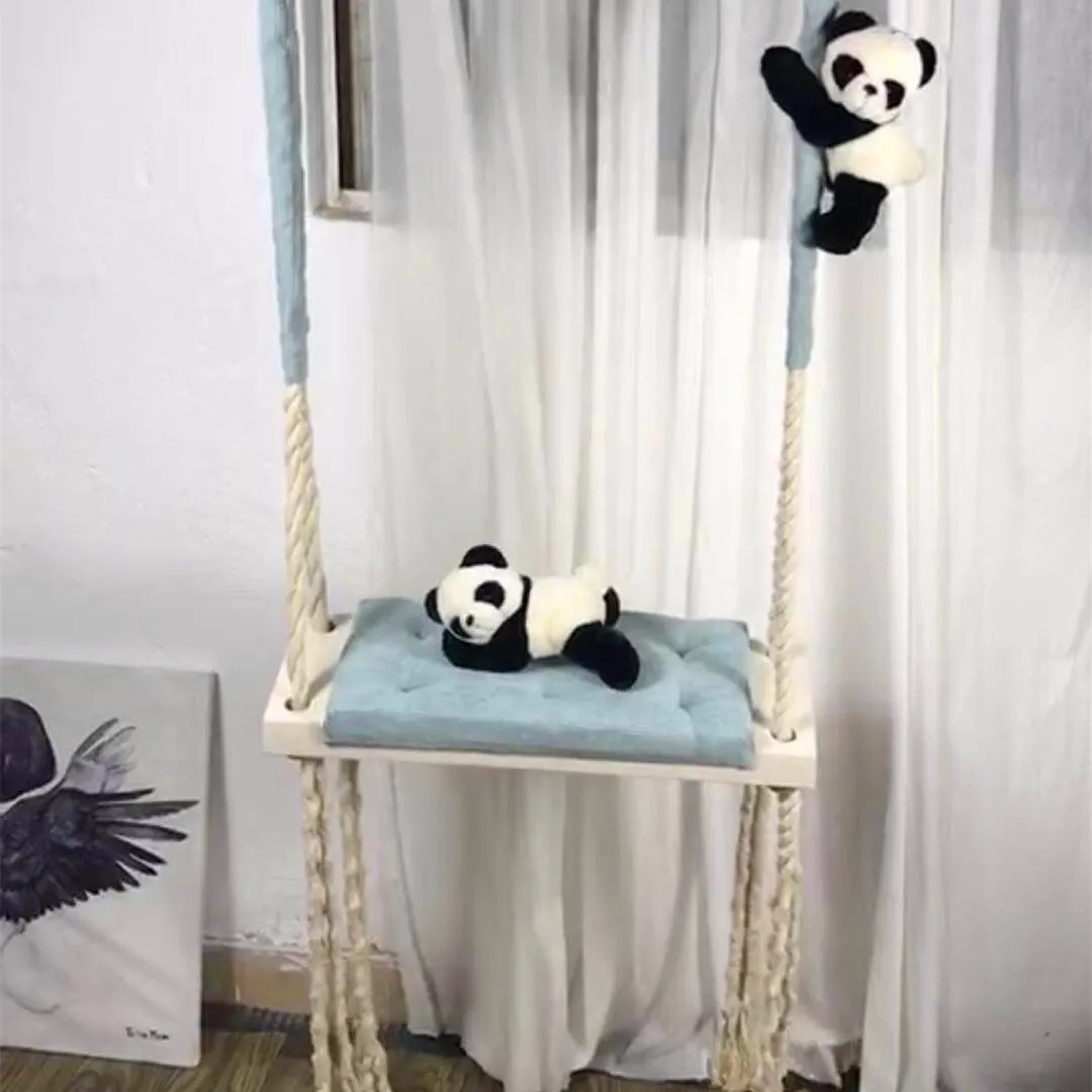 Comfortable Kids' Swing Hanging Chair Children's Room Decoration Baby Entertainment Swing Solid Wood Board Indoor LB369