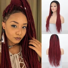 Харизма Омбре красный парик коробка плетеные парики для женщин синтетический парик фронта шнурка свободная часть термостойкие волокна волос синтетический парик