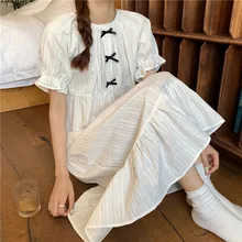 Cute Lolita Nightdress Women Ruffles Negligee Sleepwear Teens Girls Vintage Nightgown Sweet Japan Style Nightwear Palace Nighty