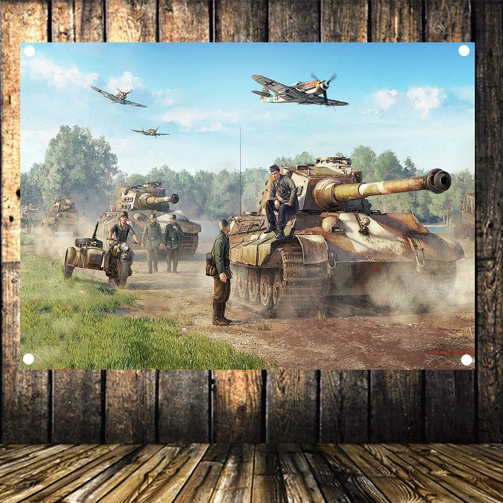 WW2 GER T6 искусственная кожа тигра драпировка стиль милитари баннер гобелен