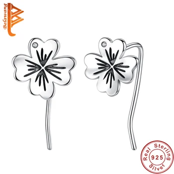 

2019 Fashion 925 Sterling Silver Happiness of Love Lucky Clover Earrings for Women Girlfriend Anniversary Birthday Jewelry Gift