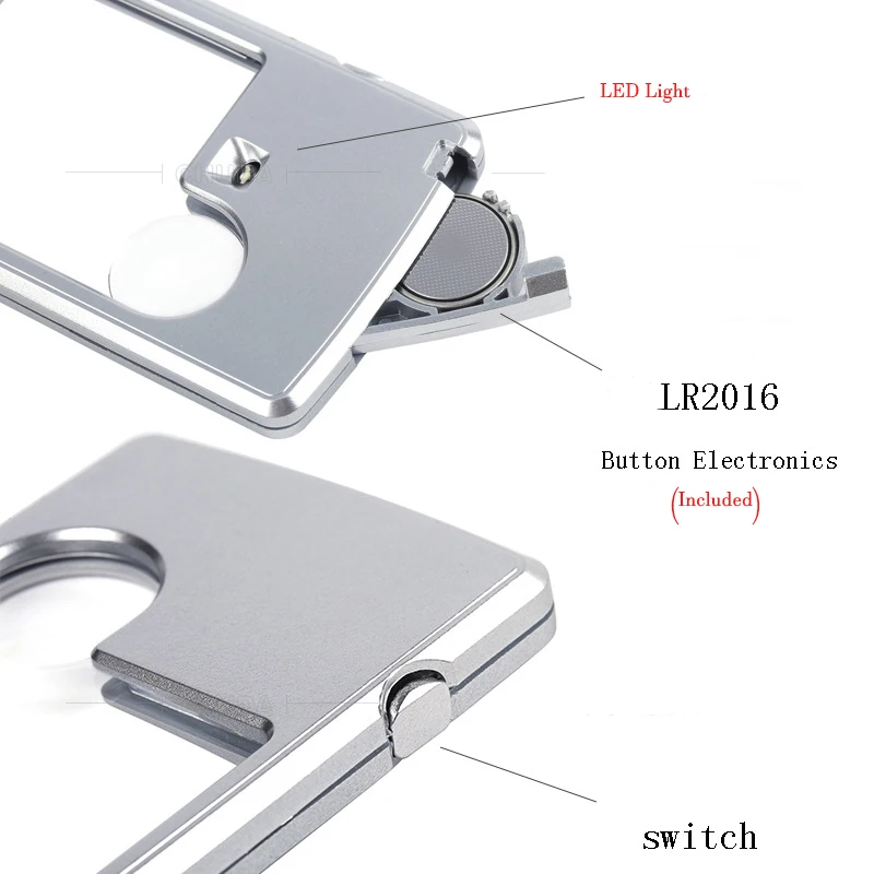 Handheld LED Magnifier Portable 3X 6X Magnifying Glass Ultra-thin Acrylic Len Magnifying Glass with Led Light Jewelry Loupe