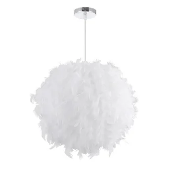 

White Feather Ceiling Pendant Light Shade Simple Luxury White Feather Ball E27 Lampshade Floor Lamp Decorative Droplight Shade f
