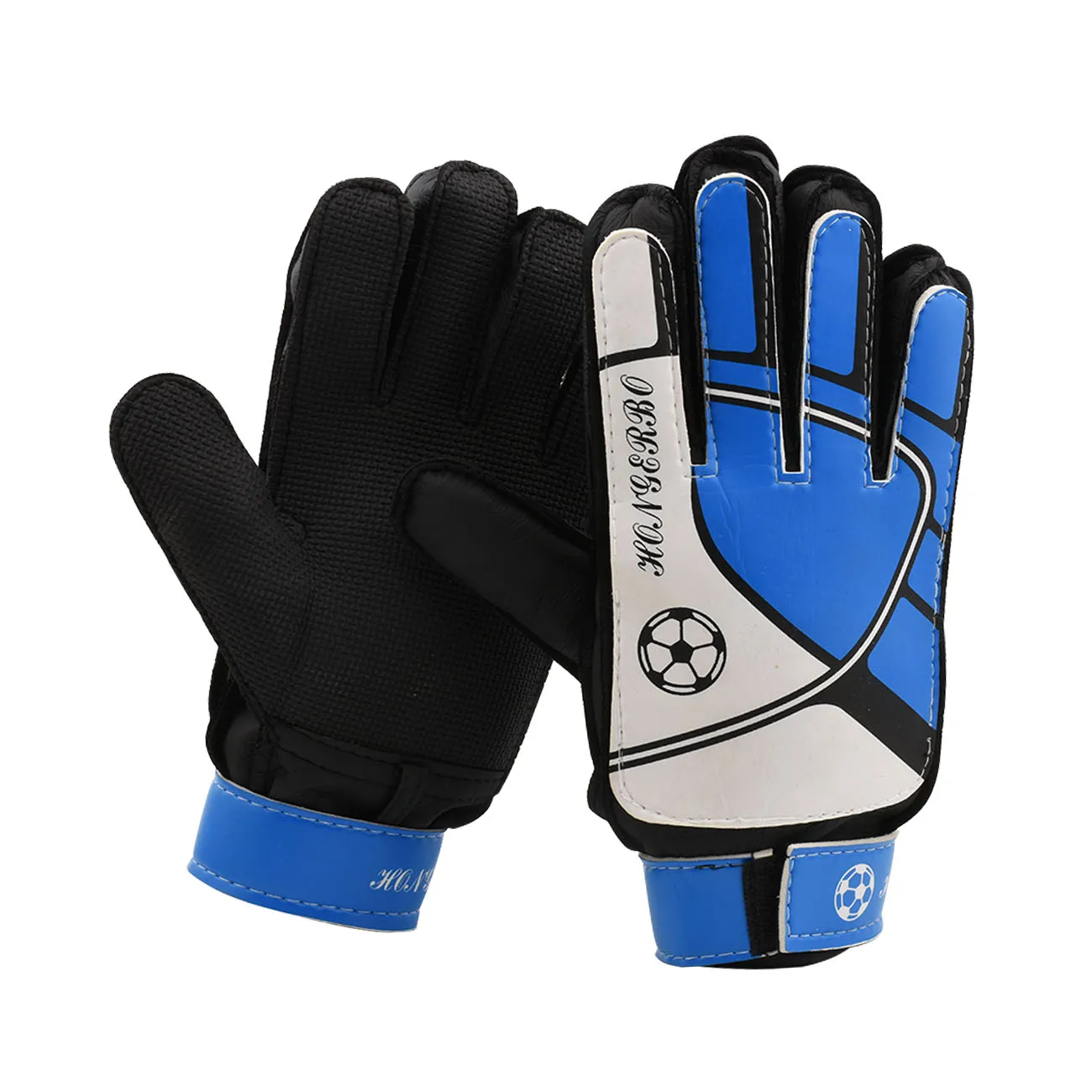 Профессиональные Футбольные вратарские перчатки для взрослых и детей, защита для пальцев, детские футбольные вратарские перчатки, латексные прочные перчатки для пальцев - Цвет: Синий