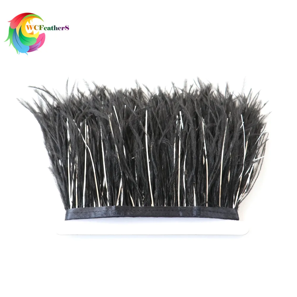 

NEW 1Yard Black Ostrich Feather Trim Size 10-15cm Ostrich Plumes Ribbon Skirt Wedding Dress Party Sewing Accessories Decoration