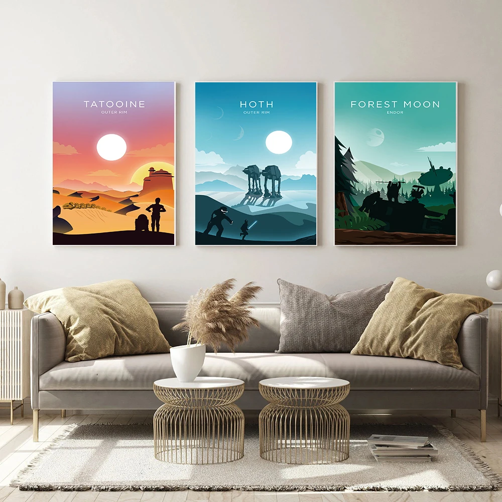 Tatooine Endor Hoth Print винтажная живопись путешествия фильм ретро минималистский постер