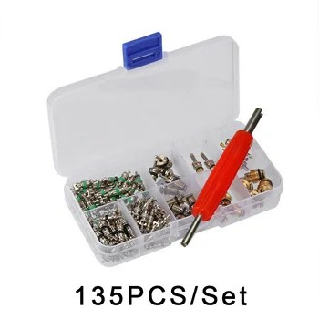 

135pcs Valves Core Assortment A/C Shrader Kit AC Valves W/ Remover Tool Car