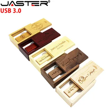 

JASTER USB 3.0 Wooden bamboo+box USB flash drive pendrive 8GB 16GB 32GB memory card USB creativo gift (over 10 pcs free LOGO)