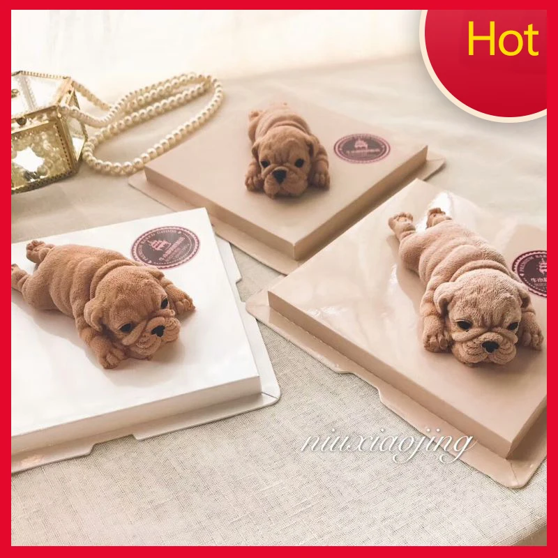 Cute Dog Shape Silicone Mold Ice Cream Mousse Cake Fudge Chocolate 3D Handmade Soap Making Aroma Stone Kithchen Accessories | Дом и сад
