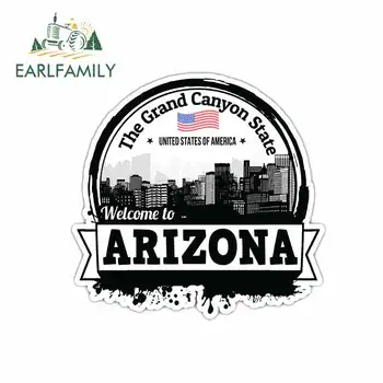 

EARLFAMILY 13cm x 12.7cm Funny Car Stickers for Arizona USA State Grunge Flag Fashion Auto Decals Motorcycle Laptop Decoration