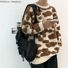 

Winter Cloud Sweater Men's Warmth Fashion Retro Casual Knitted Pullover Men Streetwear Loose Knitting Sweaters Mens Clothes