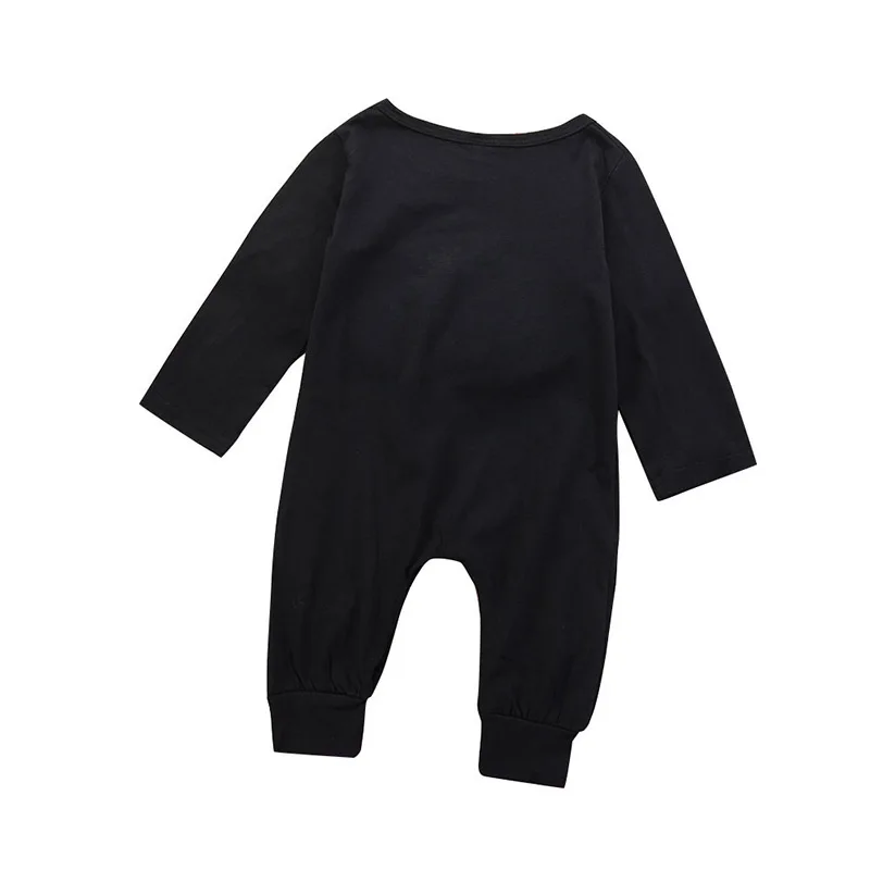 Модный комбинезон для новорожденных и маленьких мальчиков, комбинезон с длинными рукавами, одежда для маленьких мальчиков, черная одежда