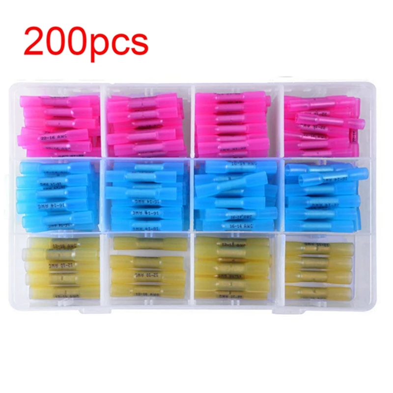 

200 PCS Heat Shrink Wire Connector Kit, Insulated Waterproof Electrical Connectors Crimp Terminals Make Solid Connection for A