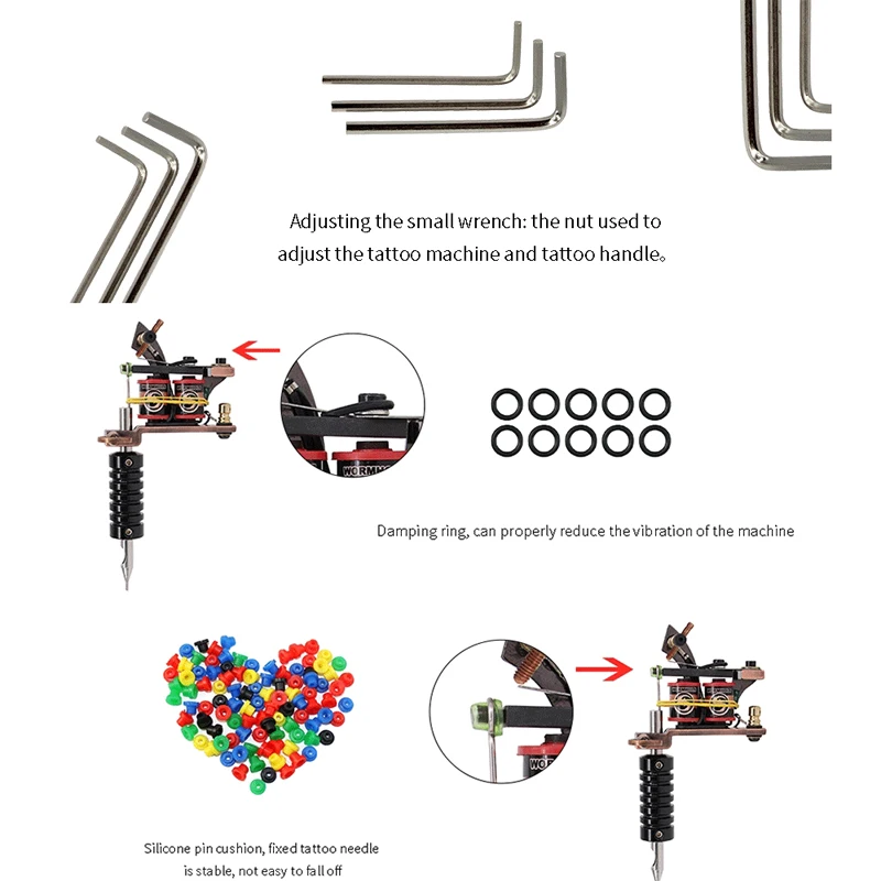 Набор татуировки Профессиональный полный 10 катушки 2 Пистолеты для татуажа блок питания игла для чернил наконечник захвата Набор для Татто художников наивысшего качества