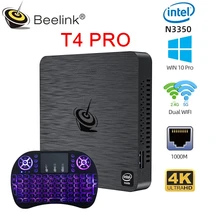 Beelink – Mini PC T4 Pro N3350, Windows 10, Smart TV BOX, 4K HD, LAN 1000M, 2 x HD-MI, double affichage, ordinateur de bureau, HTPC