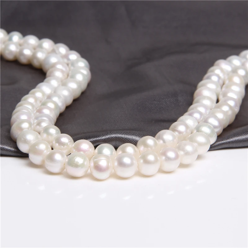 6-10mm White Real Potato Round Pearls Freshwater Natural Pearl Beads For DIY Necklace Bracelet Earring Jewelry Making 14