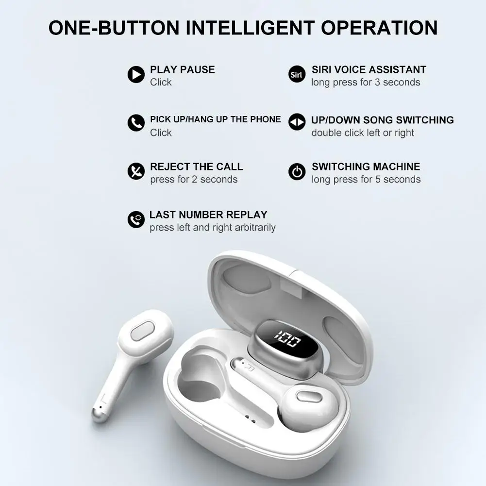 CLAITE TWS беспроводные bluetooth наушники HIFI Графен бас светодиодный цифровой дисплей 6D