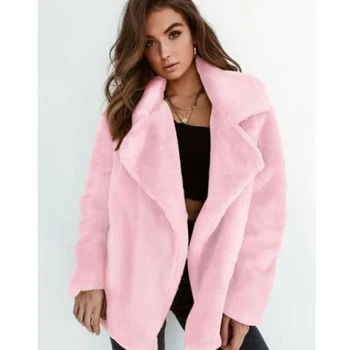 

Womens Winter Teddy Bear Pocket Fluffy Coat Fleece Fur Jackets Outerwear