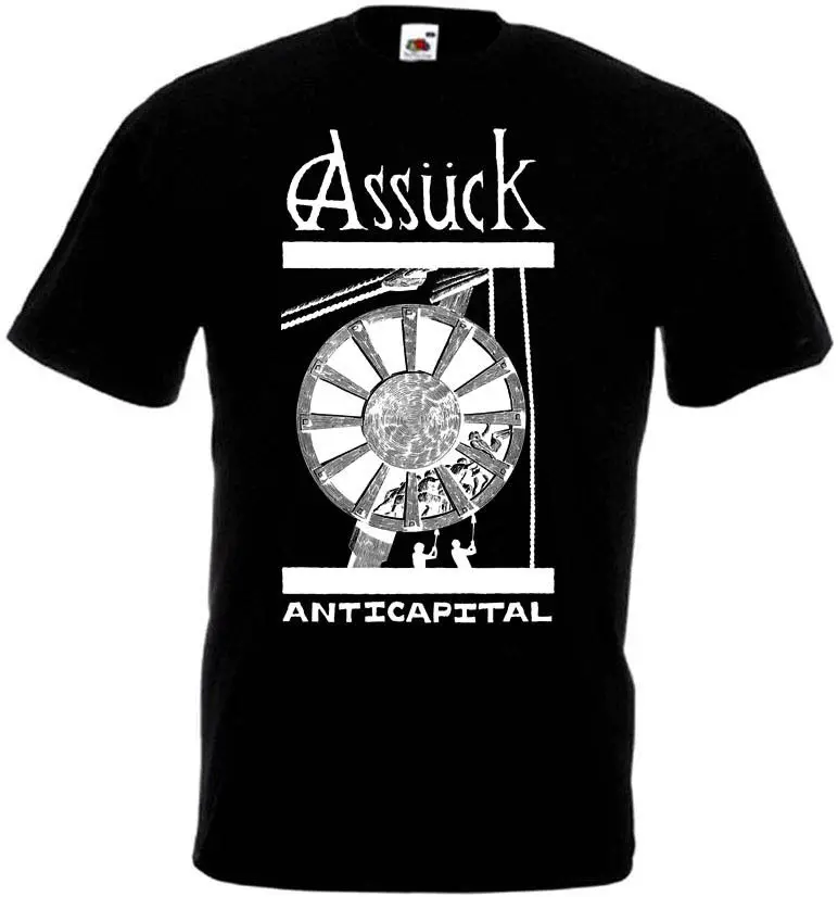 Assuck V5 Anticapital футболка черная металлическая Grindcore все размеры Новые мужские