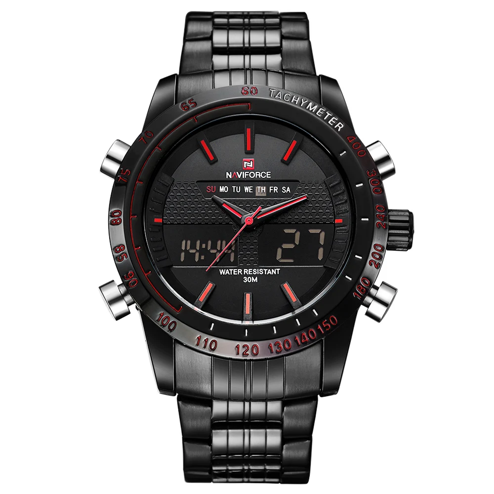 NAVIFORCE люксовый бренд мужские модные спортивные часы кварцевые цифровые