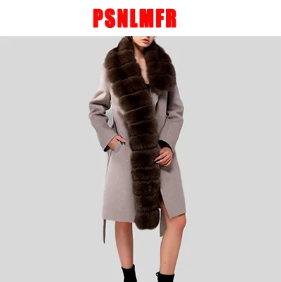 Тонкие теплые пальто и куртки, женское утепленное пальто из натурального меха с настоящим меховым шарфом, Новое поступление,, пальто