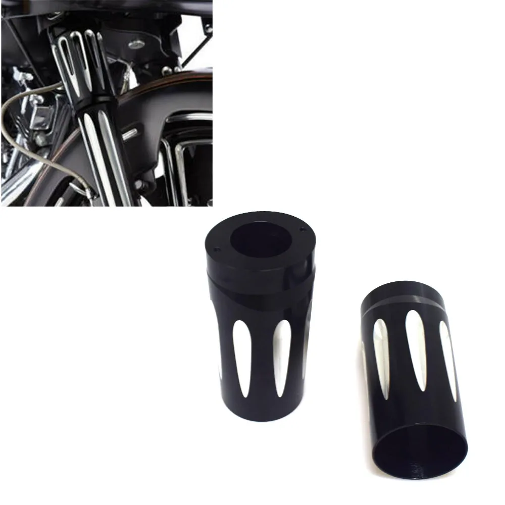 Motorcycle Front Fork Boot Slider Covers Black For Harley Touring Road