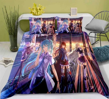 

Comic Hatsune Miku Bedding Set Bedroom Decor Boys Men Gifts Hypoallergenic Quilt Cover 1PC Duvet Cover with Pillowcase Dropship