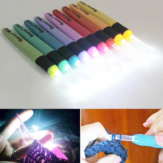 11 In 1 LED Light Up Crochet Hooks Knitting Needles 2 Bright Levels USB  Quick Charge