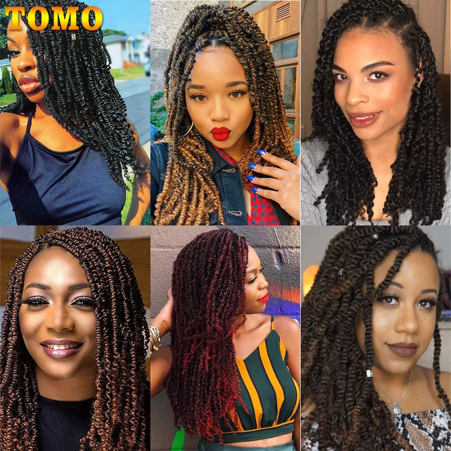 TOMO Bomb Twist Crochet Braids Pre-looped Passion Twist Crochet Hair Ombre Spring Twist Synthetic Braiding Hair Extensions 14
