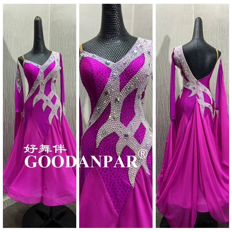 

Новинка, современное платье GOODANPAR для соревнований, вальса, танго, бальных танцев, стандартное женское платье на одно плечо с длинным рукавом для девушек и женщин