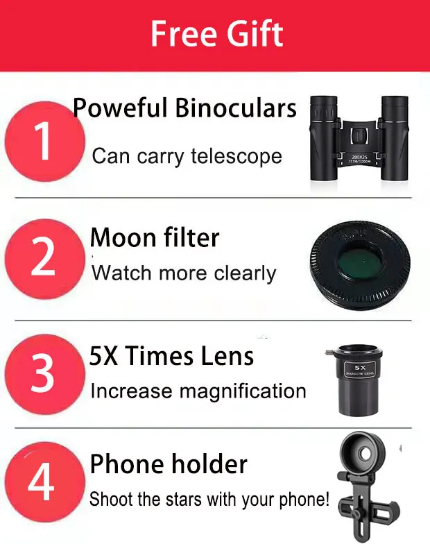 Télescope astronomique professionnel 875x pour enfants et adultes, objectif  de repérage monoculaire 76700mm, équipement de Camping, cadeaux pour  enfants, 114 - AliExpress