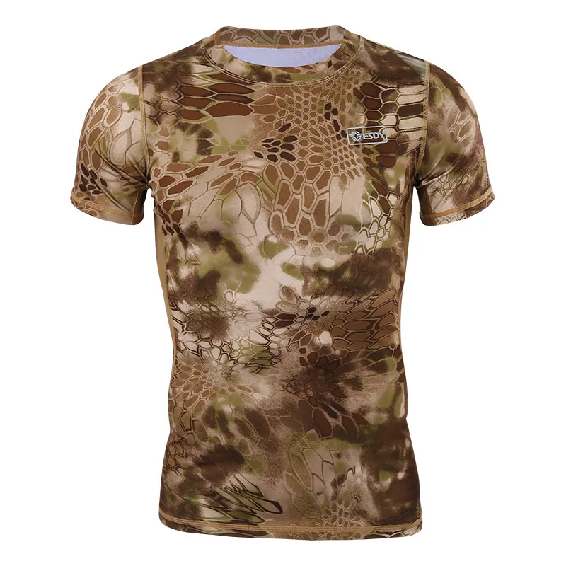 MEGE, Мужская футболка, фитнес компрессионная тонкая рубашка, тактическая армейская спортивная футболка с коротким рукавом, Повседневная футболка в стиле милитари, хип-хоп, футболки - Цвет: HLD