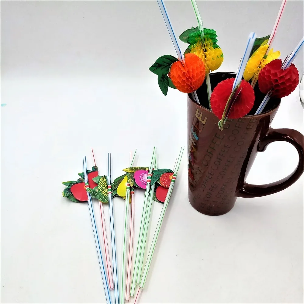 

50Pcs New Hawaiian Theme 3D Fruit Summer Party Colorful Cocktail Drink Straw Funny Party Supplies For Party Decoration