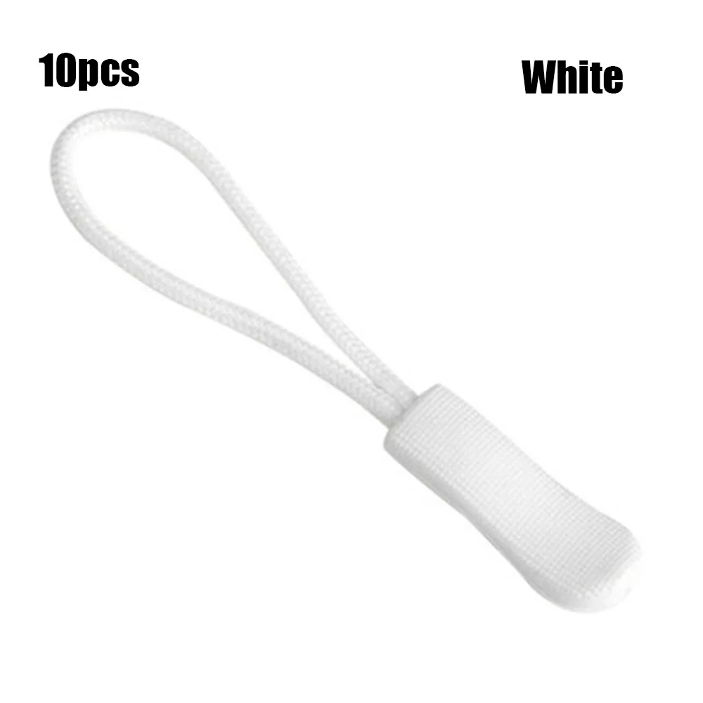 White 10 шт. высокое качество застежка-молния тяга шнур веревки съемники молнии Съемник Замена концы замок молнии зажим для пакетов пряжка аксессуары для путешествий - Цвет: White