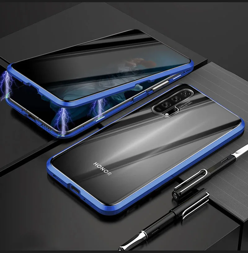 Антишпионский магнит 360 Полное закаленное стекло Крышка для Honor 20 Pro