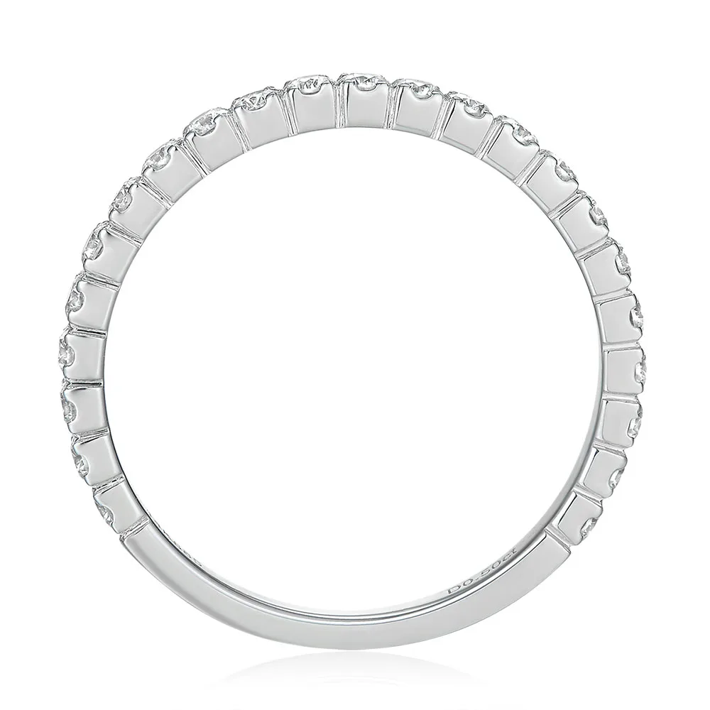 Niceems 14K 585 Белое золото 0 50 CTW Moissanite Pave Matching Half Eternity свадебный браслет|Кольца| |