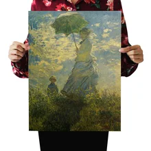 [A196] Монета с зонтиком Женская Ретро плакат из крафт-бумаги экран для помещений кафе декоративная живопись