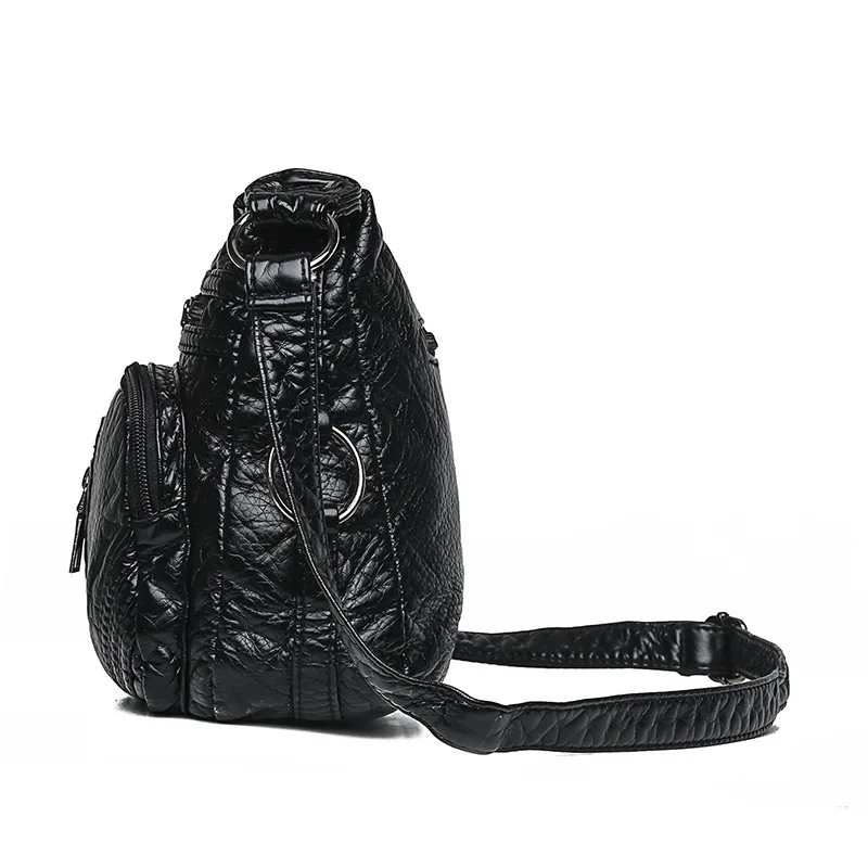 

Winter New Style Europe And America Soft Leather PU Shoulder Bag Women's Lightweight Washed Leather Middle-aged Mommy Bag Retro