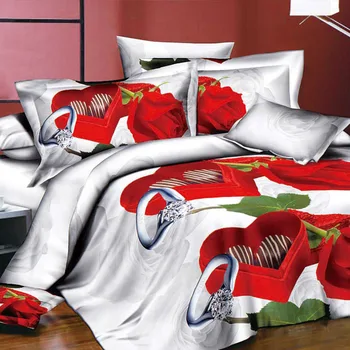 

4pcs 3D Printed Bedding Set Bedclothes Oath of Love Queen Size Duvet Cover+Bed Sheet+2 Pillowcases Home Textiles