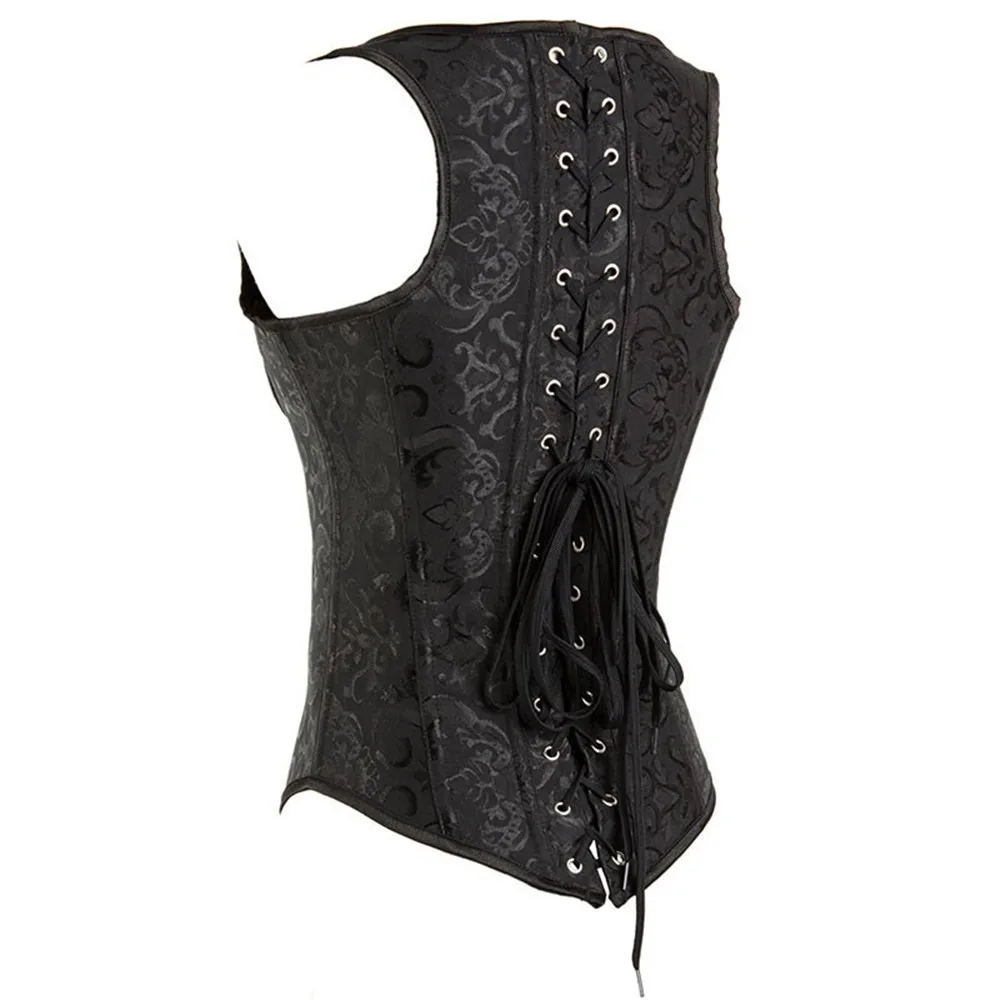 S-6XL-Women-s-White-Black-Brocade-Steel-Boned-Steampunk-Tesla-Underbust-Corset-Waist-Cincher-Vest (4)