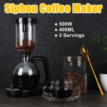 

Multifunctional Siphon Coffee Maker Tea Pot Vacuum Coffeemaker Glass Type Coffee Machine With Filter Bean Spoon Stir Stick 400ML